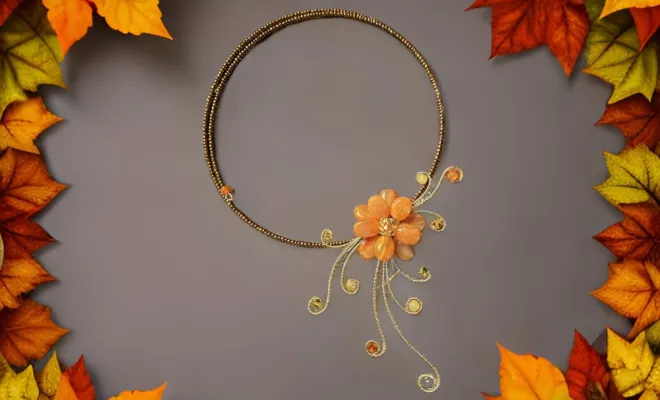 collier fleurs en cornaline ras du cou